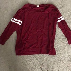 maroon and white varsity tshirt